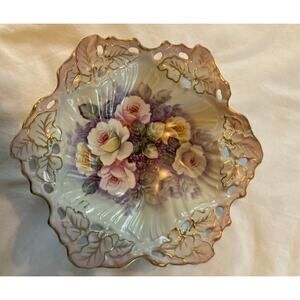 Hand painted rose bowl vintage